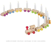 Goki train d'anniversaire en bois jouet décoration 75cm long