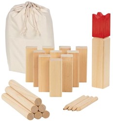 Goki Kubb Spiel Holz Outdoor-Spiel mit Baumwolltasche - Wikingerspiel