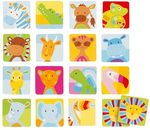 Goki jeu de mémoire en bois Safari - jouet éducatif 32 pièces