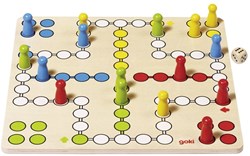 Goki Ludo Brettspiel - klassisches Holzspiel für 2-4 Spieler Kinder