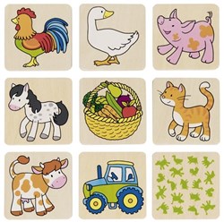 Goki jeu de mémoire animaux de la ferme en bois - jouet éducatif pour enfants