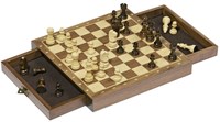 Goki Magnetisches Schachspiel Holzbrett mit Aufbewahrungsschublade