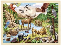 Goki Holzpuzzle Nordamerikanische Wildnis Tiere 96 Teile Kinderpuzzle