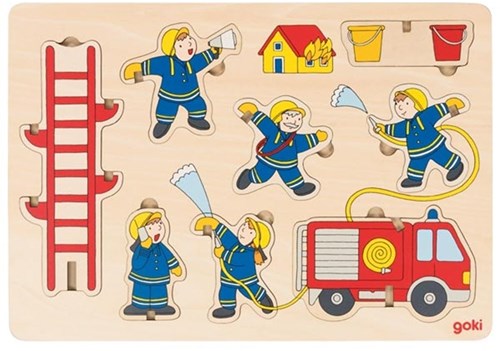 Goki Holz Stapelpuzzle Feuerwehr - Lernspielzeug Puzzle 8 Teile