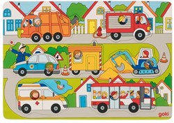 Goki Holz Formenpuzzle Straßenleben - Lernspielzeug 7-teilig