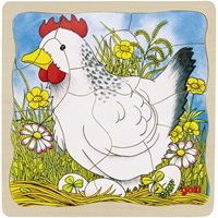 Goki Holz Schichtenpuzzle Huhn - Lernspielzeug 44 Teile-2