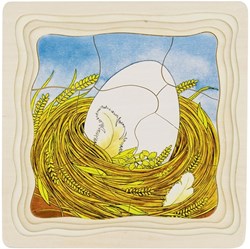 Goki Holz Schichtenpuzzle Huhn - Lernspielzeug 44 Teile