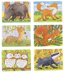 Goki Holzpuzzle Waldtiere - Mini Puzzle 24 Teile für Kinder