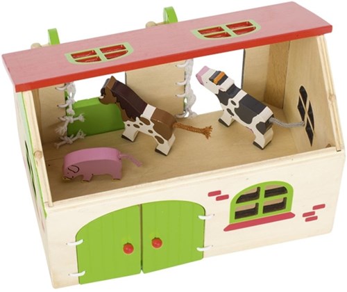 Goki ferme en bois maison de poupée 13 pièces jouet ferme-2