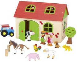 Goki ferme en bois maison de poupée 13 pièces jouet ferme