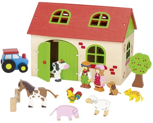 Goki ferme en bois maison de poupée 13 pièces jouet ferme