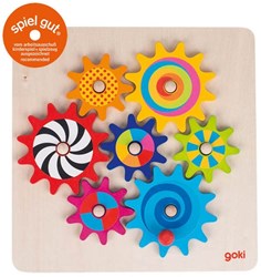 Goki Holz Zahnradspiel Lernspielzeug 8-teilig Motorik