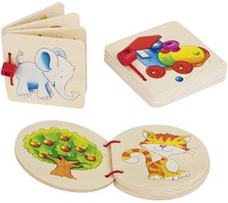 Goki livre bébé en bois éléphant - livre d'images jouet coloré