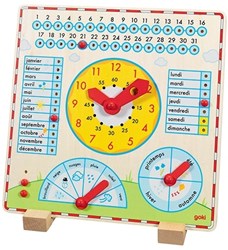 Goki horloge calendrier en bois jouet éducatif météo français