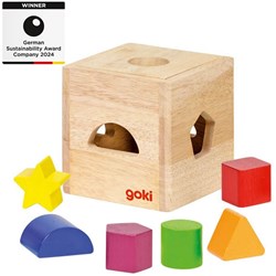 Goki cube de tri en bois jouet éducatif avec blocs