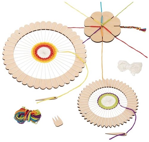 Goki kit créatif métier à tisser rond en bois & fleur à tricoter - 6 pièces