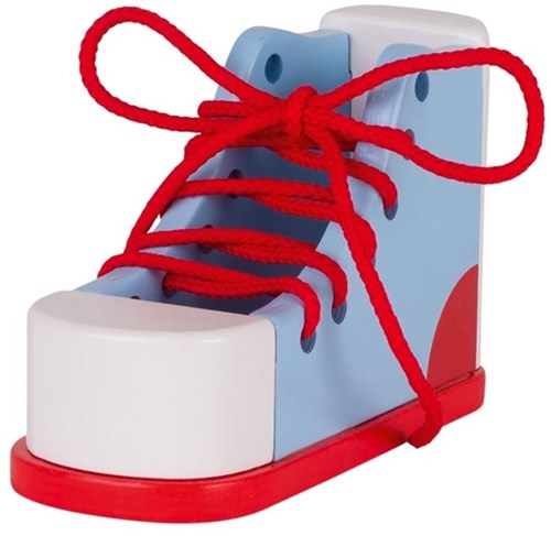 Goki apprendre à nouer les lacets chaussure en bois jouet éducatif