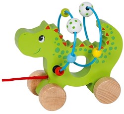 Goki Holz Nachziehtier Drache mit Motorikschleife Spielzeug