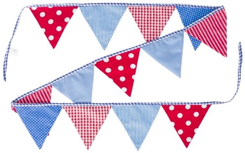 Goki guirlande en coton bleu-rouge pour fête et décoration