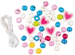 Goki set de perles en bois - jouet créatif coloré pour enfants