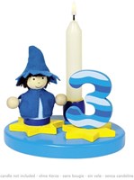 Goki set de bougies anniversaire garçon - décoration en bois bleu