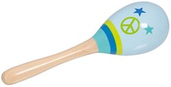 Goki maracas en bois - instrument de musique motif Peace pour enfants