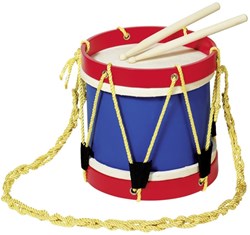 Goki tambour en bois jouet musical avec baguettes - bleu rouge