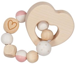 Goki anneau de dentition bois bébé cœur accents roses