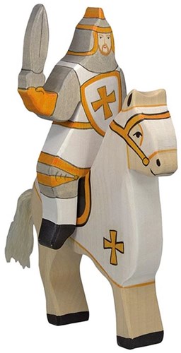Holztiger chevalier figurine en bois blanche - jouet fantastique