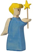 Holztiger ange de Noël en bois avec étoile - figurine artisanale
