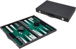 Philos Backgammon Spiel groß Kunstleder schwarz grün klassisches Brettspiel