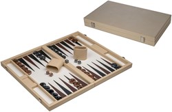 Philos Backgammon Spiel groß Kunstleder beige - klassisches Brettspiel