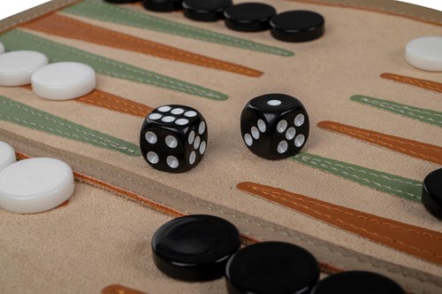 Philos Backgammon, Reiskoffer, Oprolbaar Speelbord, Kunstleer-2