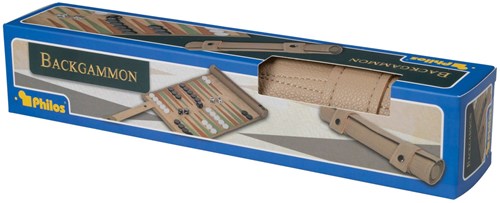 Philos Backgammon, Reiskoffer, Oprolbaar Speelbord, Kunstleer-3