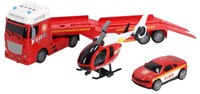 Rapid Wheels Feuerwehr-Autotransporter mit Auto, Hubschrauber, Licht und Sound-2
