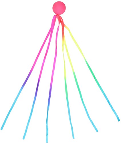 Balle rebondissante jouet avec ruban arc-en-ciel pour enfants-2