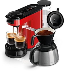 Philips machine à café Senseo Switch HD6592/84 rouge - cafetière 2-en-1 à dosettes et filtre