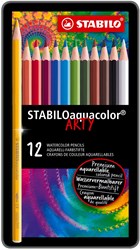 Stabilo aquacolor crayon aquarelle premium boîte métal 12 couleurs