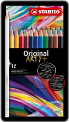 STABILO crayons de couleur étui métal 12 pcs - mine fine - bois FSC