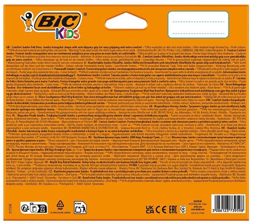 BIC Filzstifte Kinder Jumbo auswaschbar 12 Farben Set Stifte-3