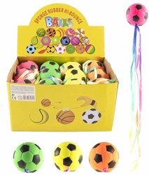 Kidsfun 24 Rubberbal met lint in disp 4 ass 4239