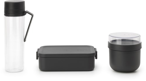 Brabantia Lunchset Kunststoff Frühstück und Brotdose Dark Grey BPA-frei