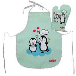 Heless Backset Pinguin - Holz Zubehör und Ofenhandschuh für Kinder