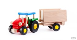 Bajo Holztraktor Spielzeug - Traktor mit abnehmbarem Anhänger