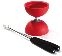 Acrobat - Set 105 Diabolo en caoutchouc rouge + bâtons de main en aluminium