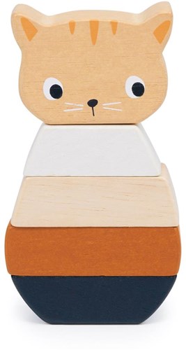 Mentari tour à empiler en bois chat jouet coloré-2