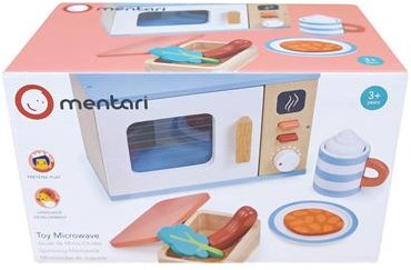 Mentari micro-ondes en bois jouet cuisine pour enfants-3
