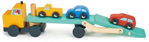 Mentari Autotransporter Spielzeug mit 3 Autos - Holzfahrzeug-2