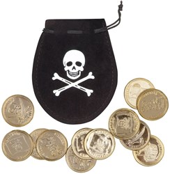 Boland Piraten Geldbeutel mit 12 Münzen - Piraten Accessoire - Karneval