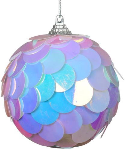 Kerstbal pailletten iriserend 8cm 4 dlg